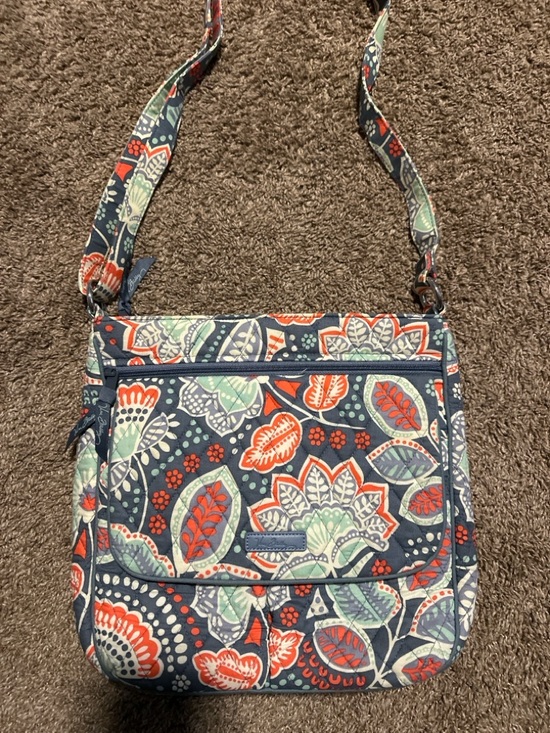 Vera Bradley Handbags - Vera Bradley Navy Crossbody with Coral & Mint Floral Print